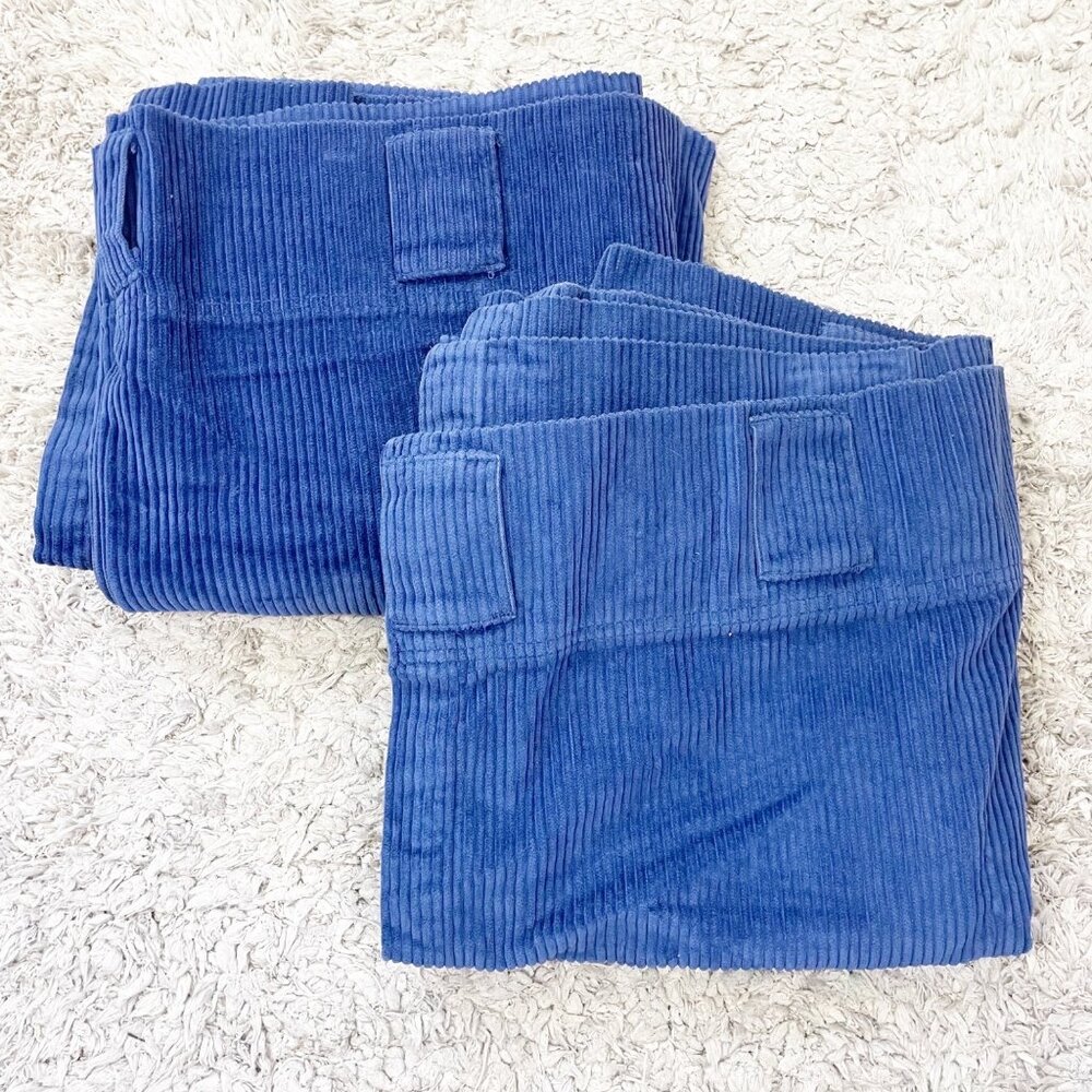 Pottery Barn Kids Cobalt Blue Corduroy Panel Belt Loop Curtain 45x42 Nursery